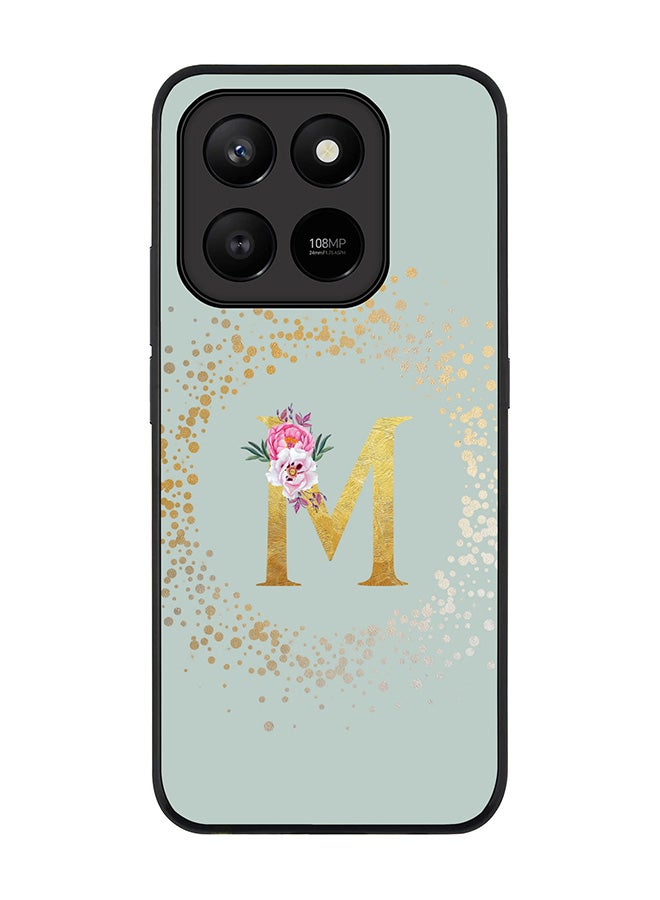 For Honor X7d 4G / X7d 5G / 400 Smart Case,Slim fit Camera Protection, Shockproof Thin Phone cover  - Custom Monogram Floral - M  (Light Grey )